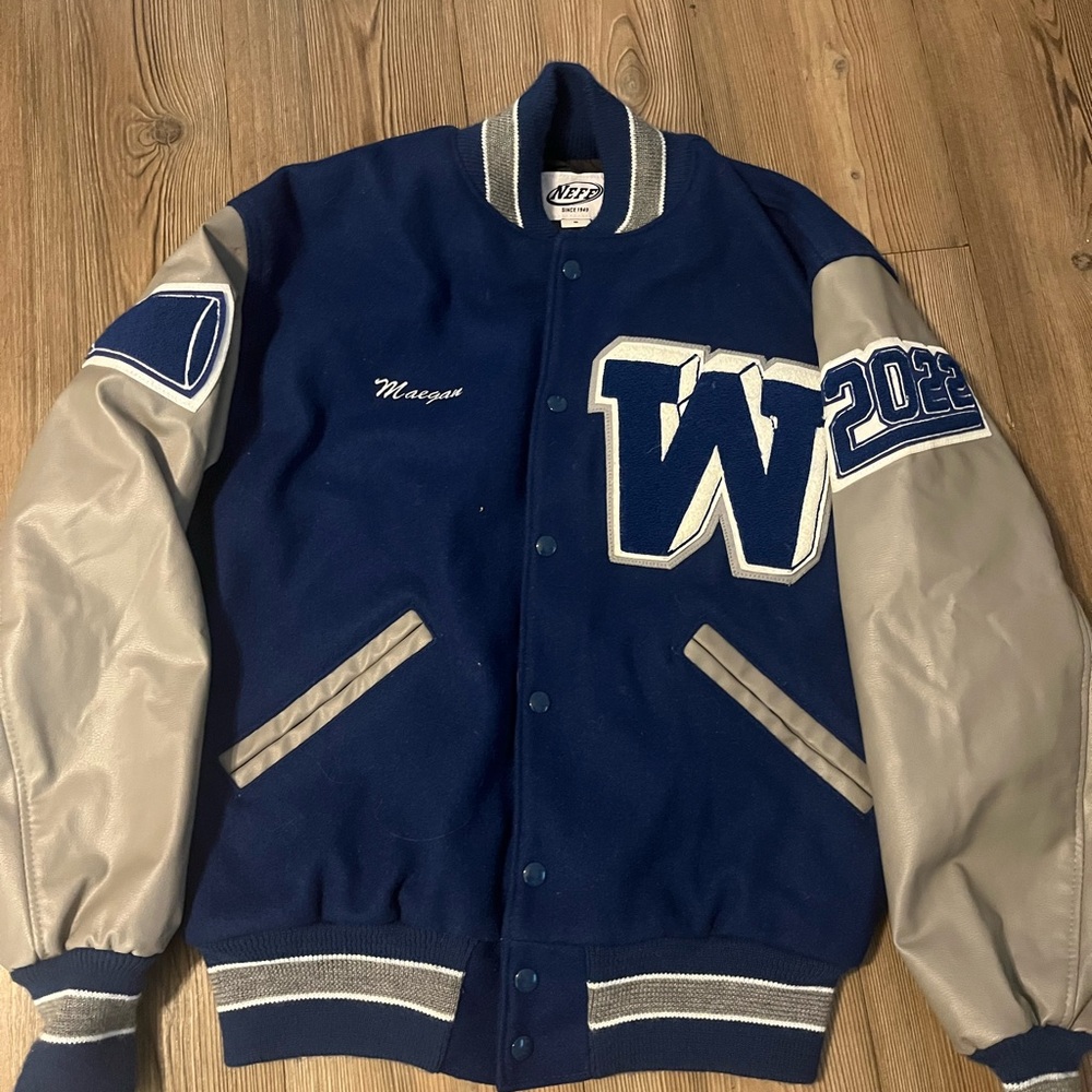Neff Navy and Gray Varsity Jacket